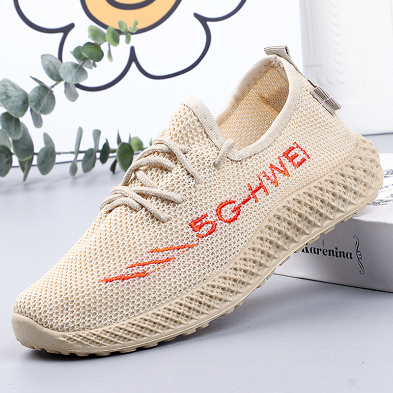 Factory Direct Sales Women's Flying Woven Pumps Lace-up Lightweight Breathable Women's Sneaker Comfortable Soft Bottom Women's Coconut Shoes