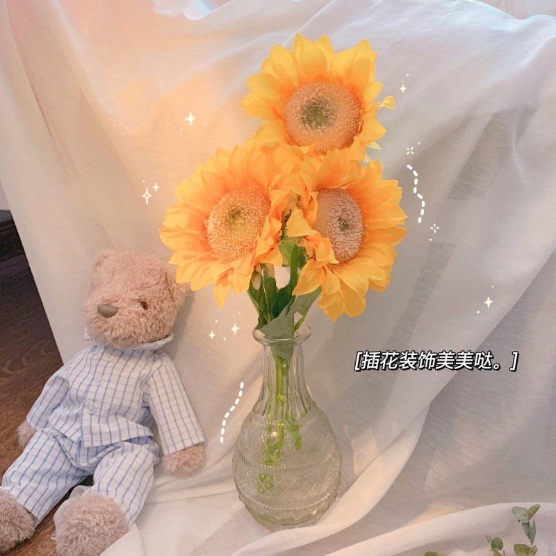 ins韩国简约向日葵仿真花 花束太阳花假花野餐拍照少女心房间装饰