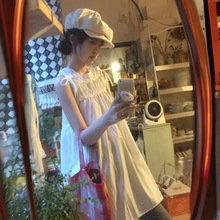 白色蕾丝背心连衣裙女2023夏季新款高级感气质宽松显瘦中长款裙子