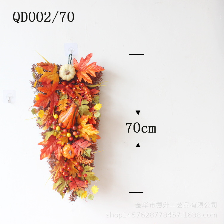 DSEN 2021 Cross-Border E-Commerce Autumn Color Thanksgiving Harvest Festival Pumpkin Maple Leaf Berry PVC Wall Hanging Home Decoration