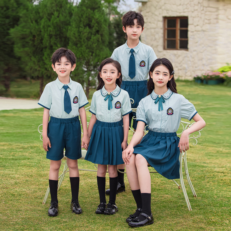 幼儿园园服夏装小学生校服夏季套装英伦班服儿童演出服毕业照服装