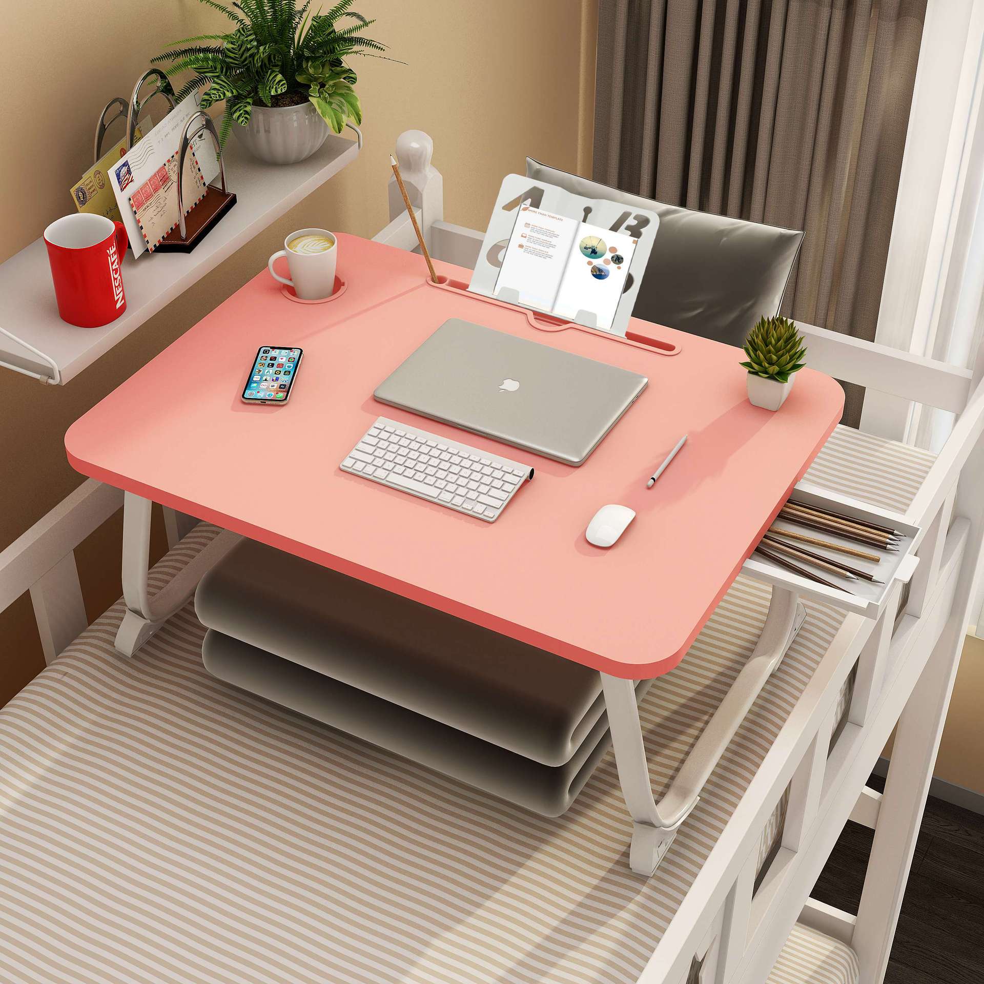 加高床上小桌子电脑桌飘窗可折叠懒人桌卧室坐地宿舍学生学习书桌