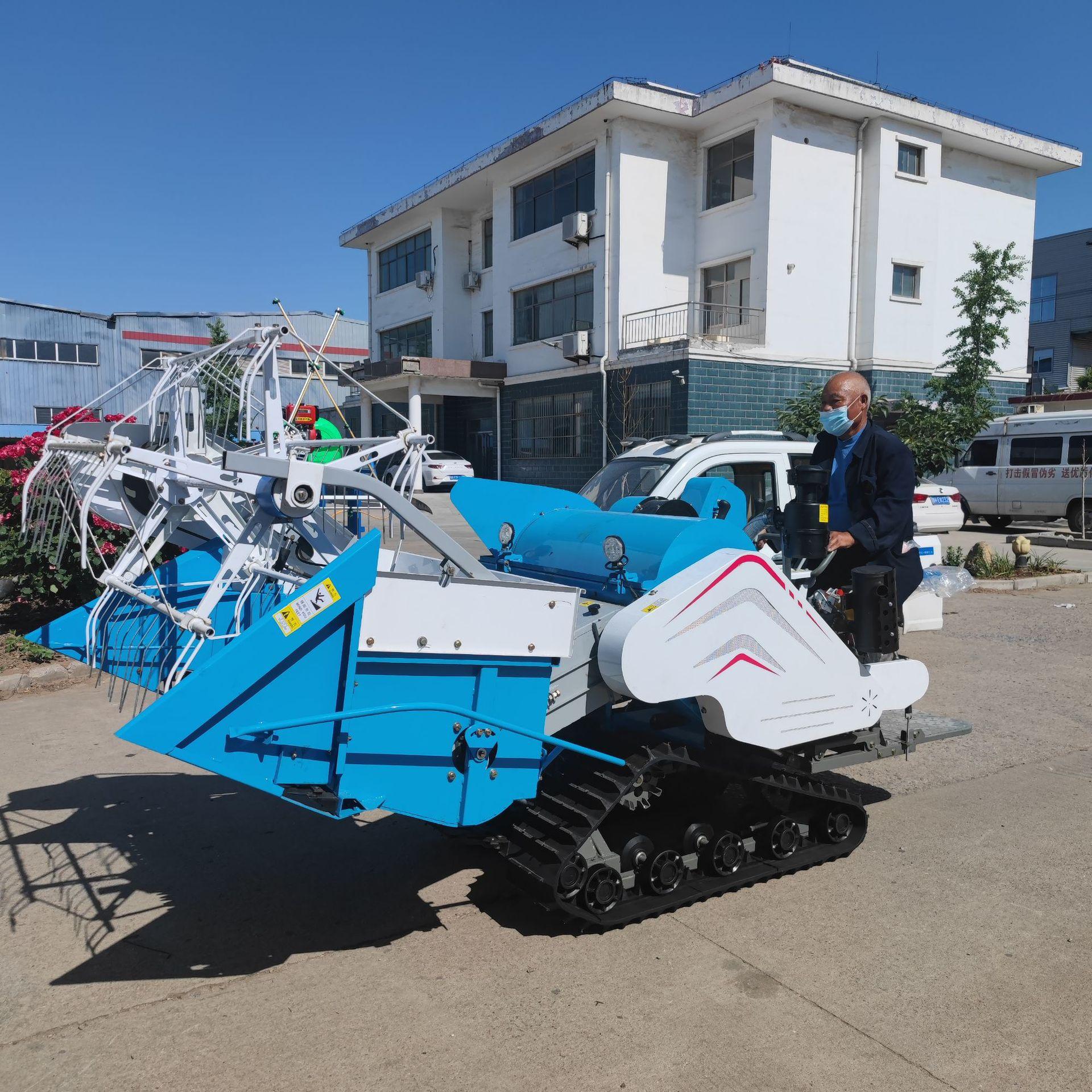 水稻小麦收割脱粒机 小型水稻联合收割机 自动装袋履带式割稻机