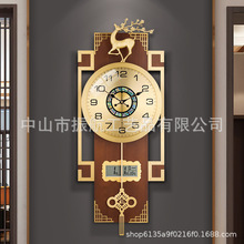 新中式黄铜万年日历钟表客厅欧式现代创意大气挂钟玄关时钟挂墙表