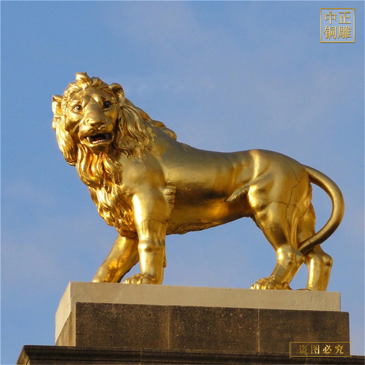 风水铸铜狮子制作 小狮子雕塑 看门铜狮子雕塑 汇丰狮铜雕