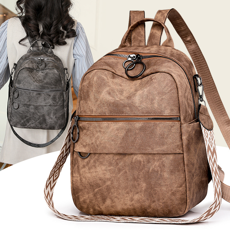 New Casual Solid Color Women's Backpack Simple Commute Travel Backpack