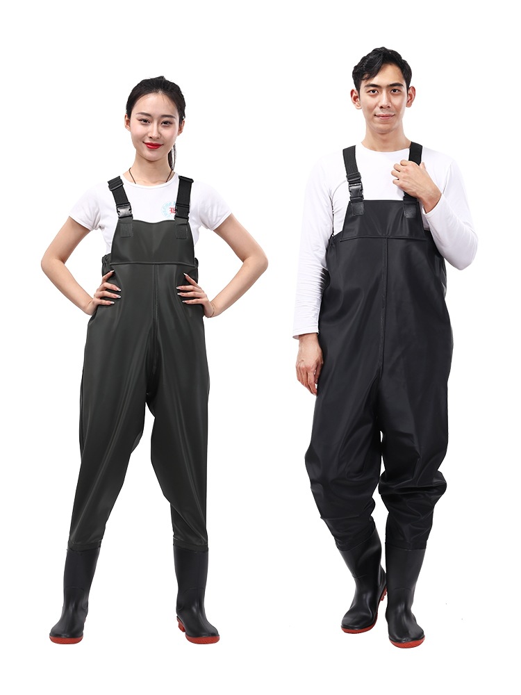 全身加厚橡胶下水裤捕捉鱼抓鱼全封闭皮叉连体衣鞋挖藕涉潜防水服