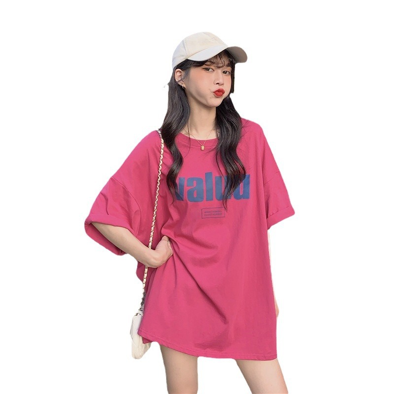 2022 Summer New Korean Style Short Sleeve T-shirt Women's Fashion Trendy Top Student Casual plus Size Women's Clothing Cross-Border Supply