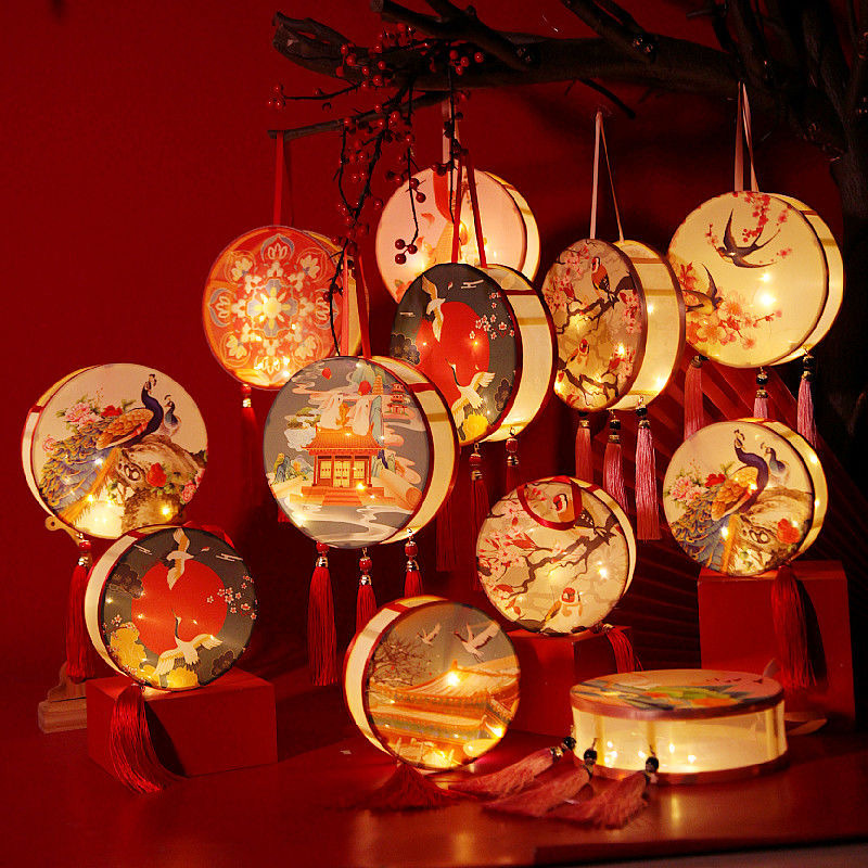 春节元宵灯灯笼古风手工diy宫灯花灯手提灯笼汉服国潮仙鹤中国风
