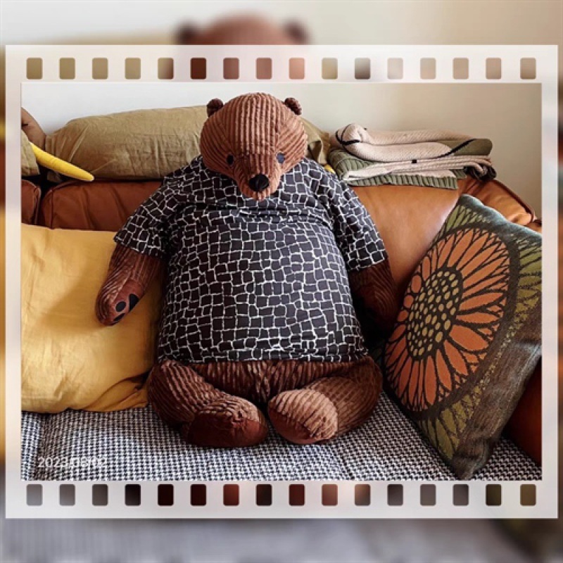 慵懒大熊网红憨憨熊可爱宝宝熊潮玩毛绒玩具公仔安抚玩偶条纹熊