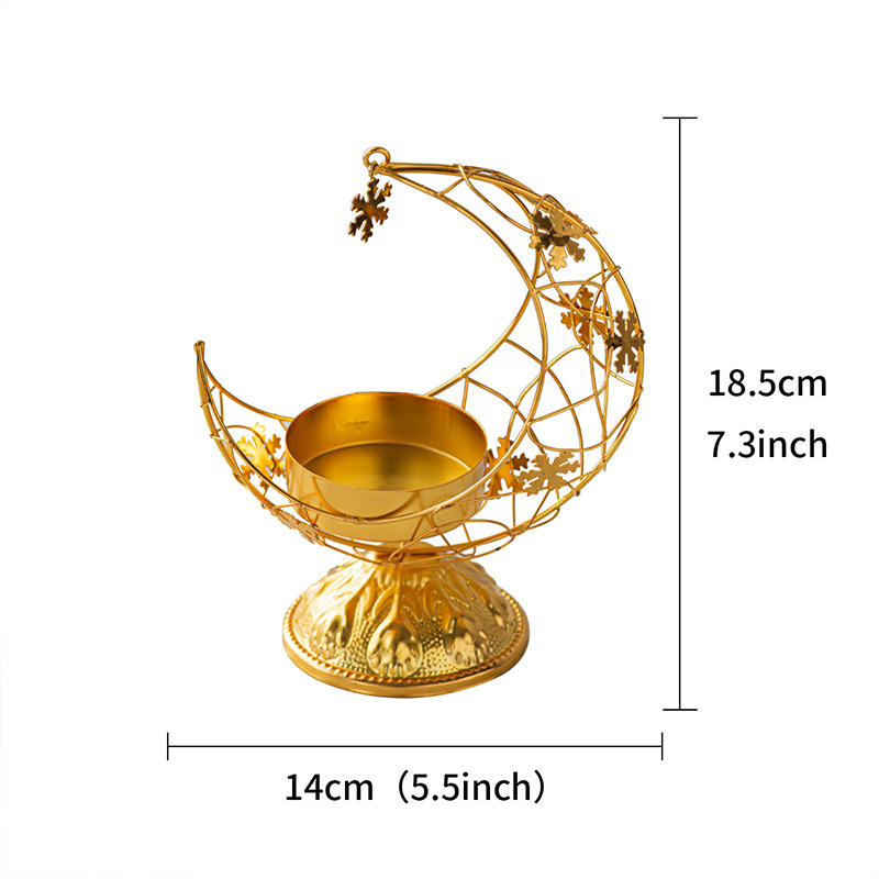 Light Luxury Metal Moon Candlestick Home Desktop Decoration Candle Cup Holiday Wedding Ceremony Home Decoration