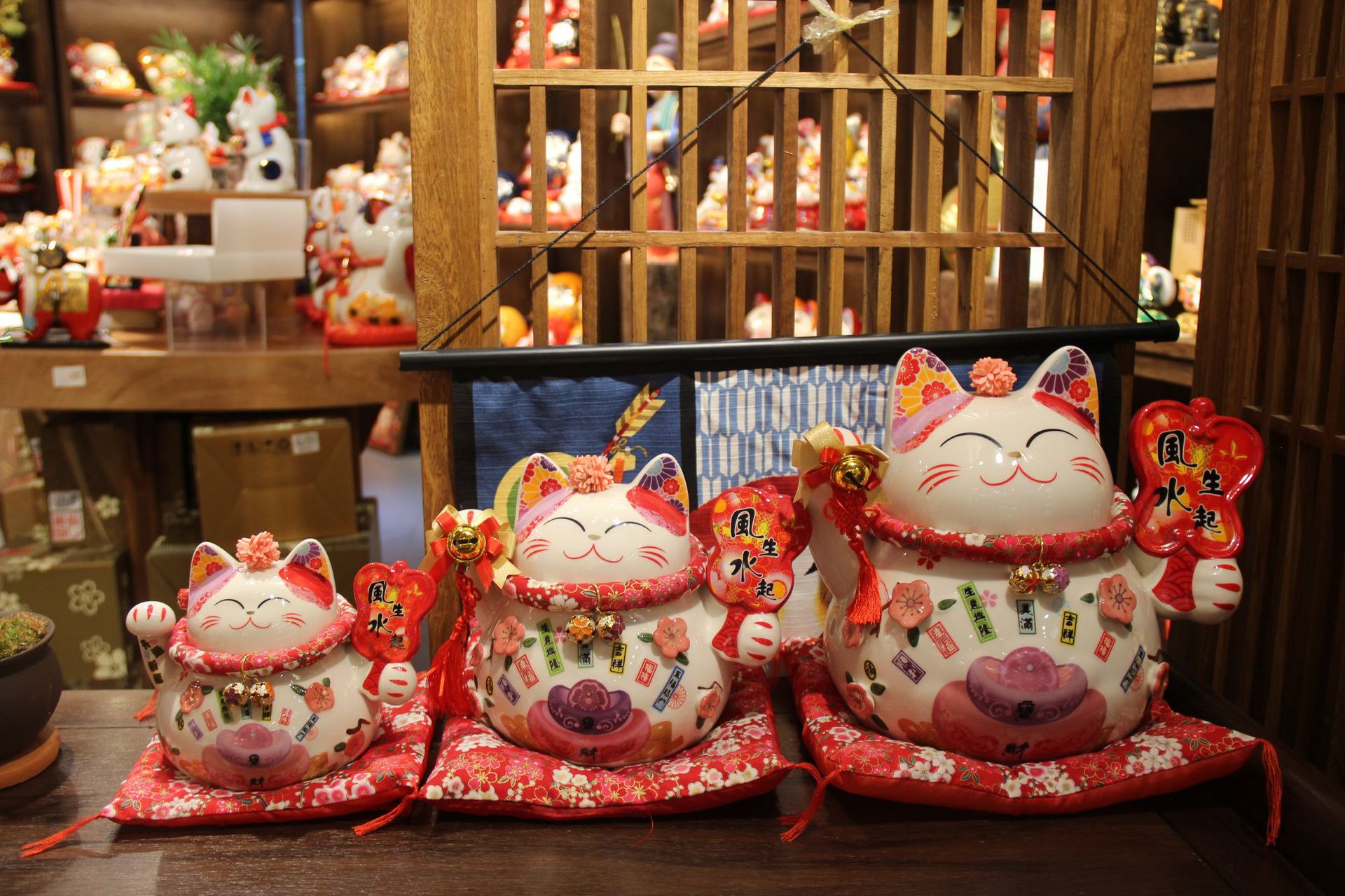 乐喵福缘大号陶瓷猫樱花猫存钱罐店铺公司家居装饰发财猫招财猫