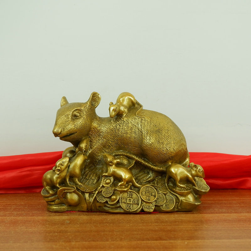 生肖摆件九鼠运财铜老鼠铜器装饰工艺品十二生肖金属工艺品-阿里巴巴