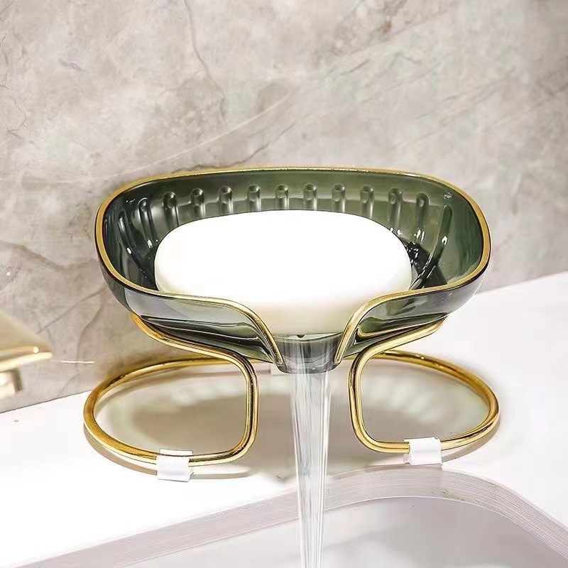 Light Luxury Soap Dish Golden Edge Tray Household Storage Box Bathroom Bathroom Soap Holder Nordic Style Floor Storage