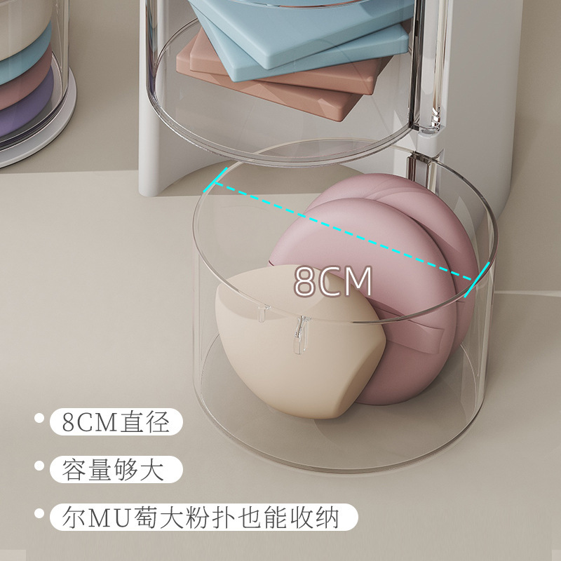 Creative Cosmetic Egg Powder Puff Storage Box Acrylic Rotating Dustproof Cotton Puff Air Cushion Powder Compact Multi-Layer Storage Rack