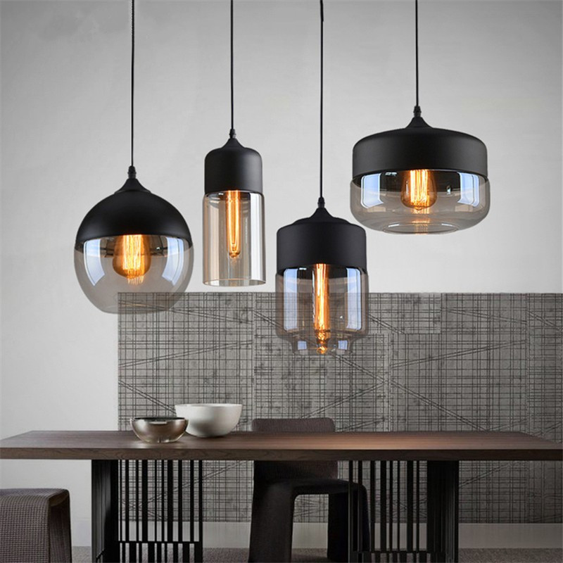 Nordic Creative Restaurant Chandelier Bedside Glass Small Droplight Retro Industrial Style Bar Counter Cafe Loft Lamps