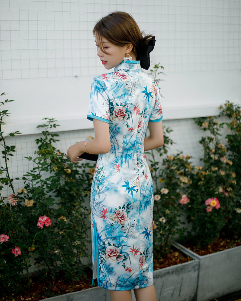 旗袍年轻款少女中国风老上海复古改良新式旗袍连衣裙春夏季中长款