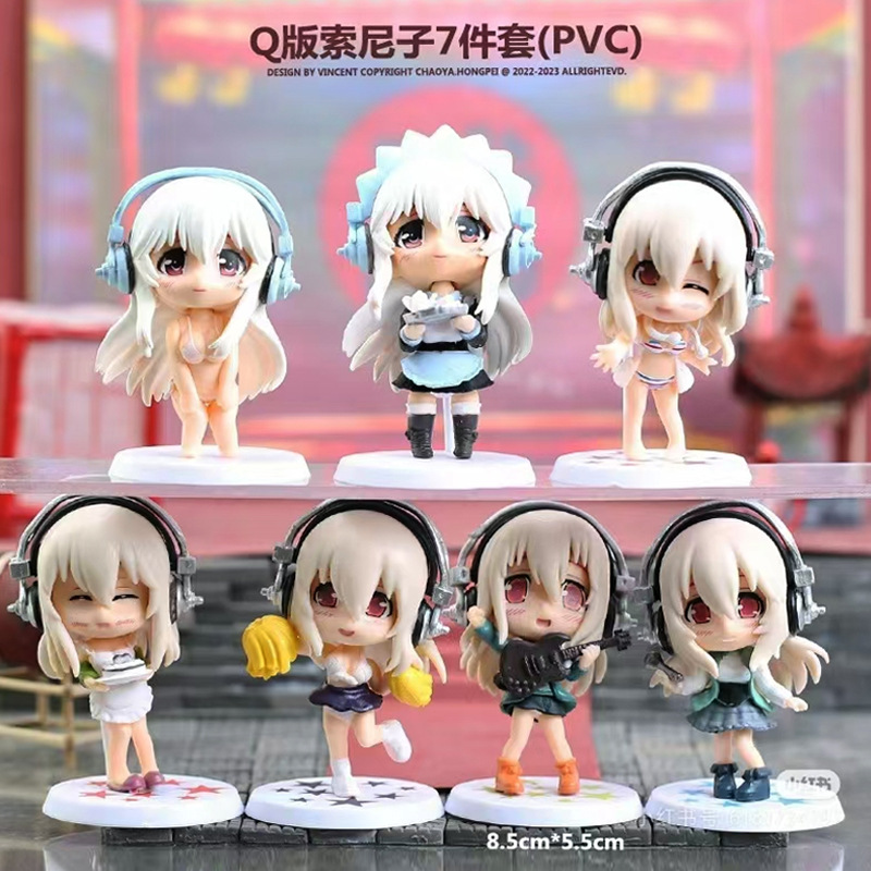 7款索尼子 q版公仔蛋糕盲盒 二次元美少女 跨境动漫模型 手办批发