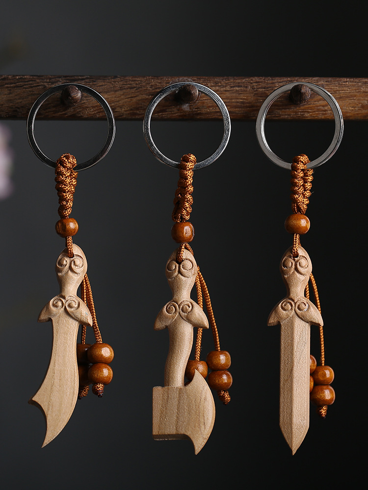 正宗真桃木剑刀小挂件纯手工儿童女款随身汽车钥匙扣随身