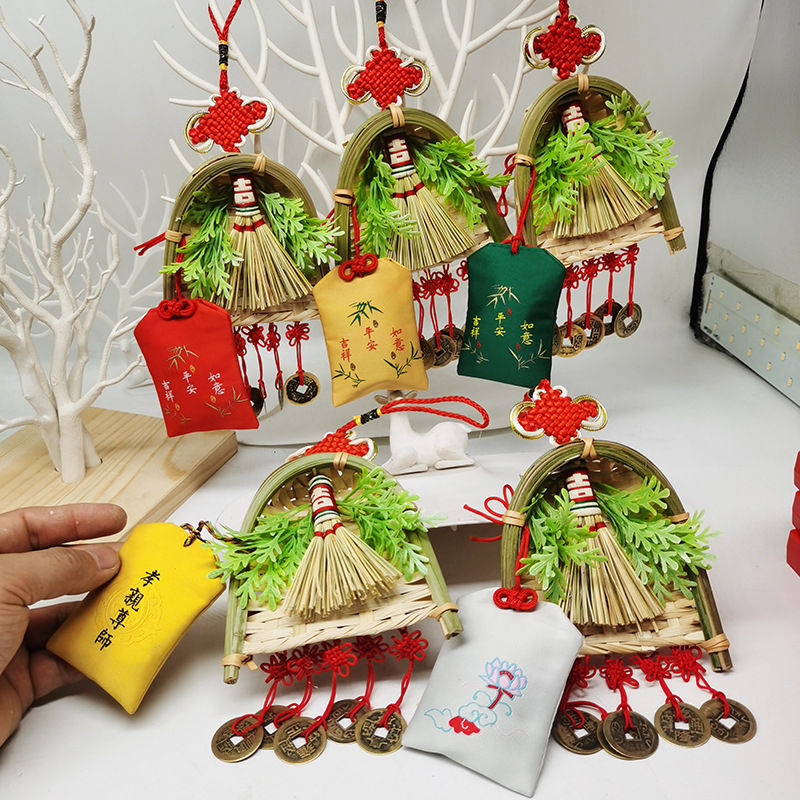 Qingming Dragon Boat Festival Five Emperors Pendant Housewarming Happiness Decoration New House House Broom Dustpan Pendant New Home Moving Ornaments