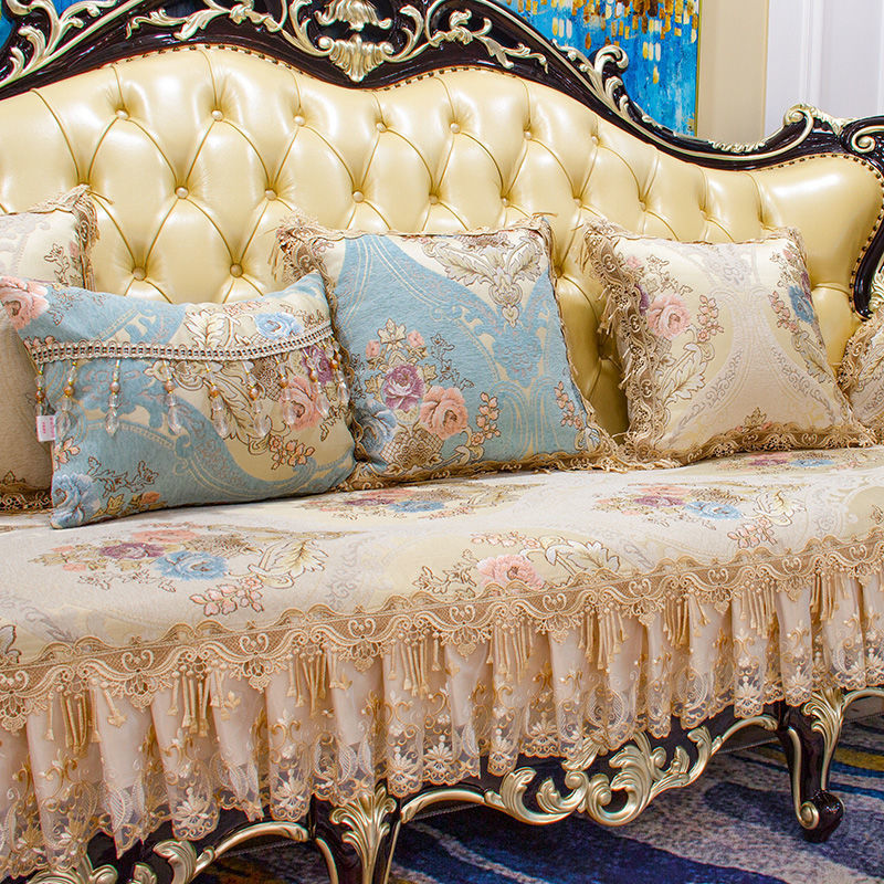 欧式沙发垫四季通用防滑美式皮沙发坐垫奢华豪贵妃坐垫套罩巾
