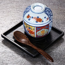 套装蒸蛋蛋盅汤盅带盖创意小碗甜品陶瓷日式盅日式盅托盘水蛋炖盅