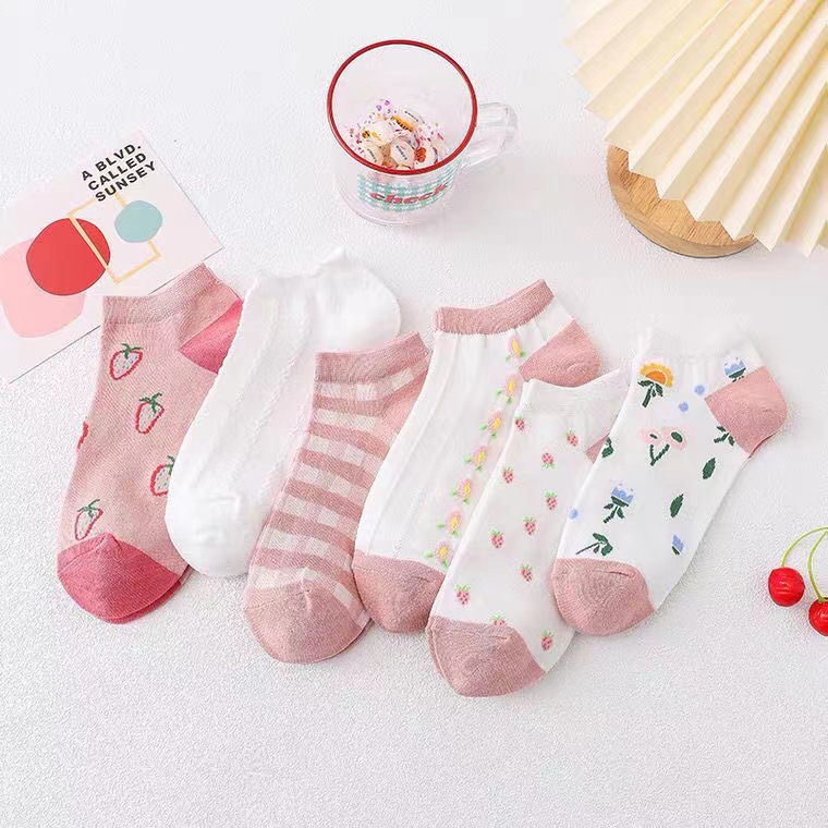 Socks Women's Socks Summer Thin Ins Trendy Cute Japanese Style Cotton Socks Low-Cut Pink Low-Cut Breathable Ankle Socks Women