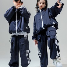 儿童街舞套装男童潮服秋冬表演服酷帅女童hiphop架子鼓元旦演出服