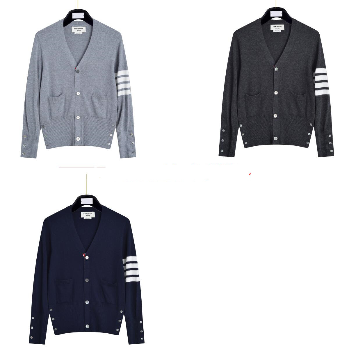 高版本tb男女经典4扣羊绒羊毛开衫毛衣针织衫外套四道杠情侣款