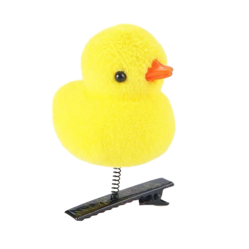 Small Yellow Duck Hairpin Selling Cute Gadget Cartoon Barrettes Little Duck Hairpin Stall Small Toy Spring Small Yellow Duck Barrettes