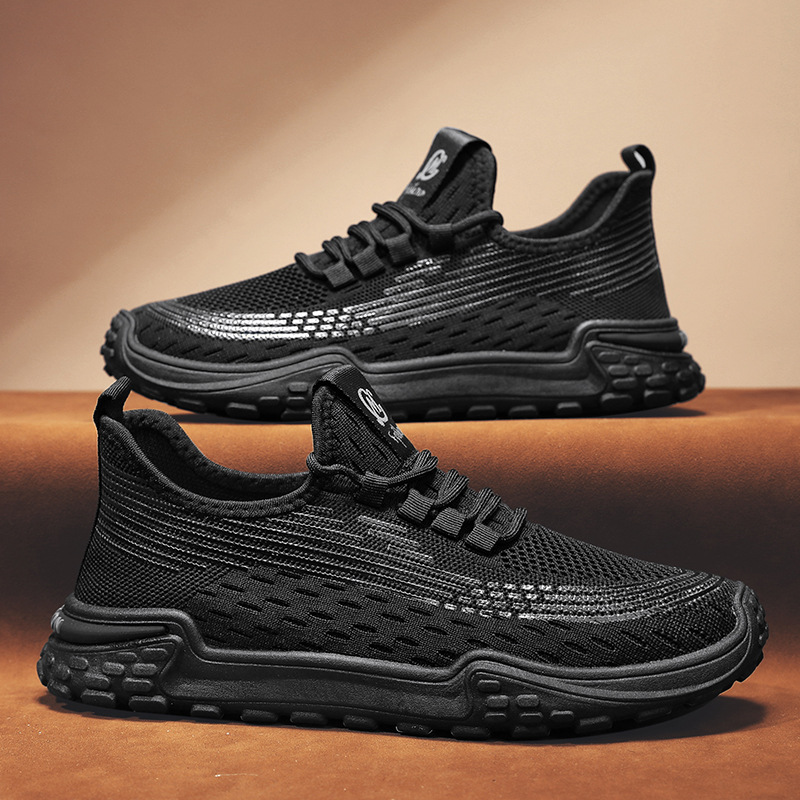 男鞋2024新款夏季透气网面飞织网鞋百搭休闲男士上班工作运动潮鞋