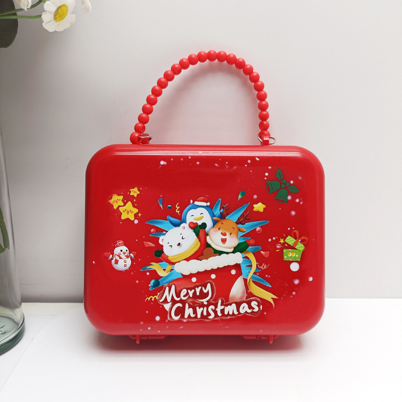 Exclusive for Cross-Border Christmas Style Small Size Square Bag Christmas Festival Jewelry Bag Red Square Ornament Storage Hand Bag