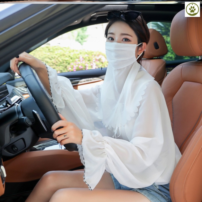 练车防晒装备夏天女司机开车遮阳衣服面纱罩手袖套学骑车斗篷披肩