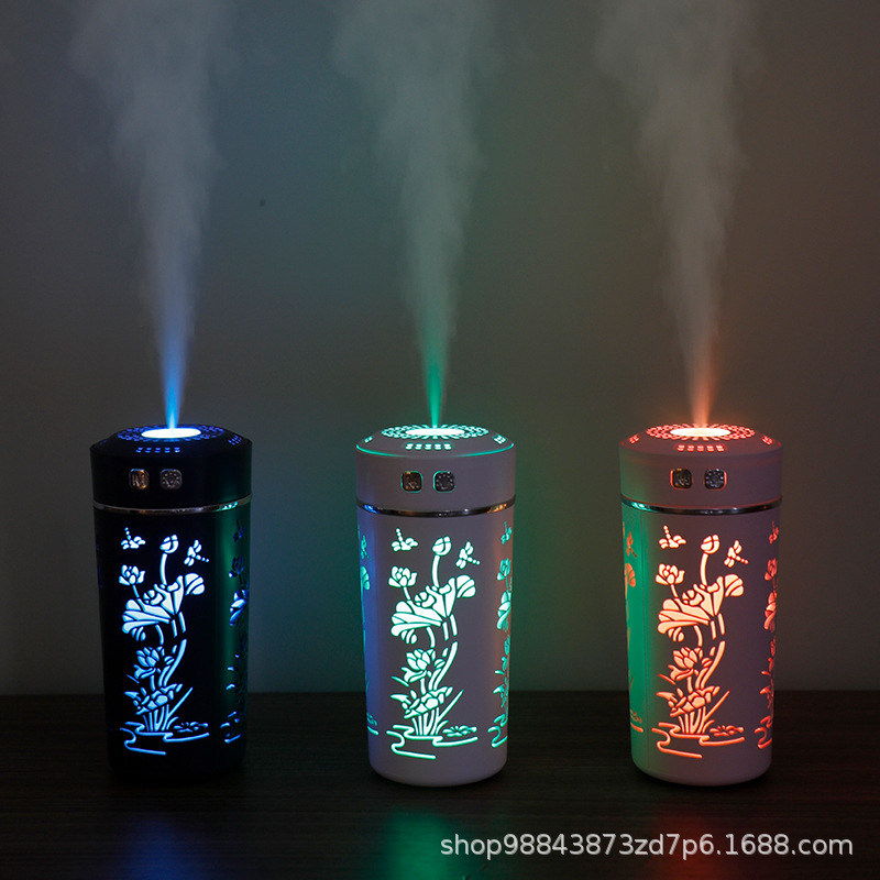 New Lotus Cup Humidifier Colorful Night Light Usb Car Aromatherapy Machine Mini Atomization Creative Gift Cross-Border