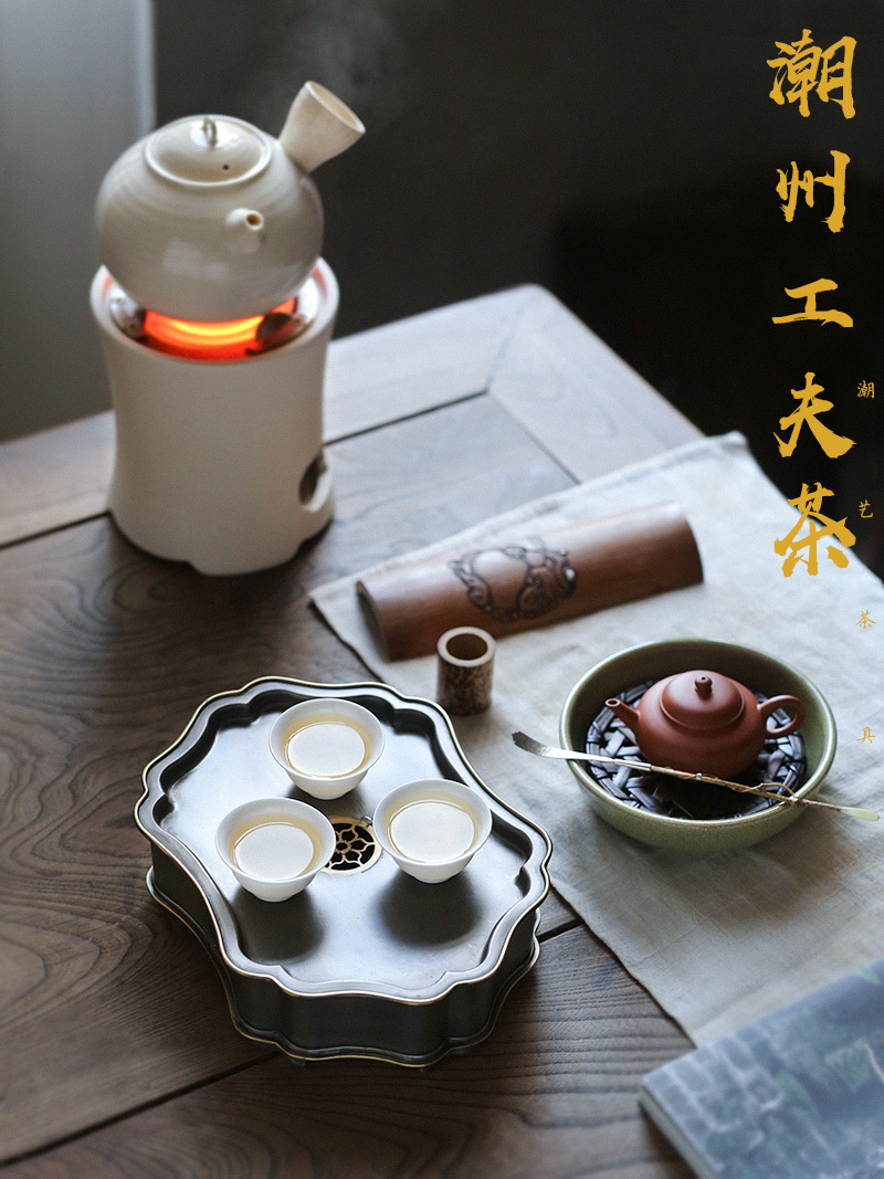 颜吉利 潮阳锡茶盘 锡包铜边壶承干泡台茶船潮州工夫茶锡罐-阿里巴巴