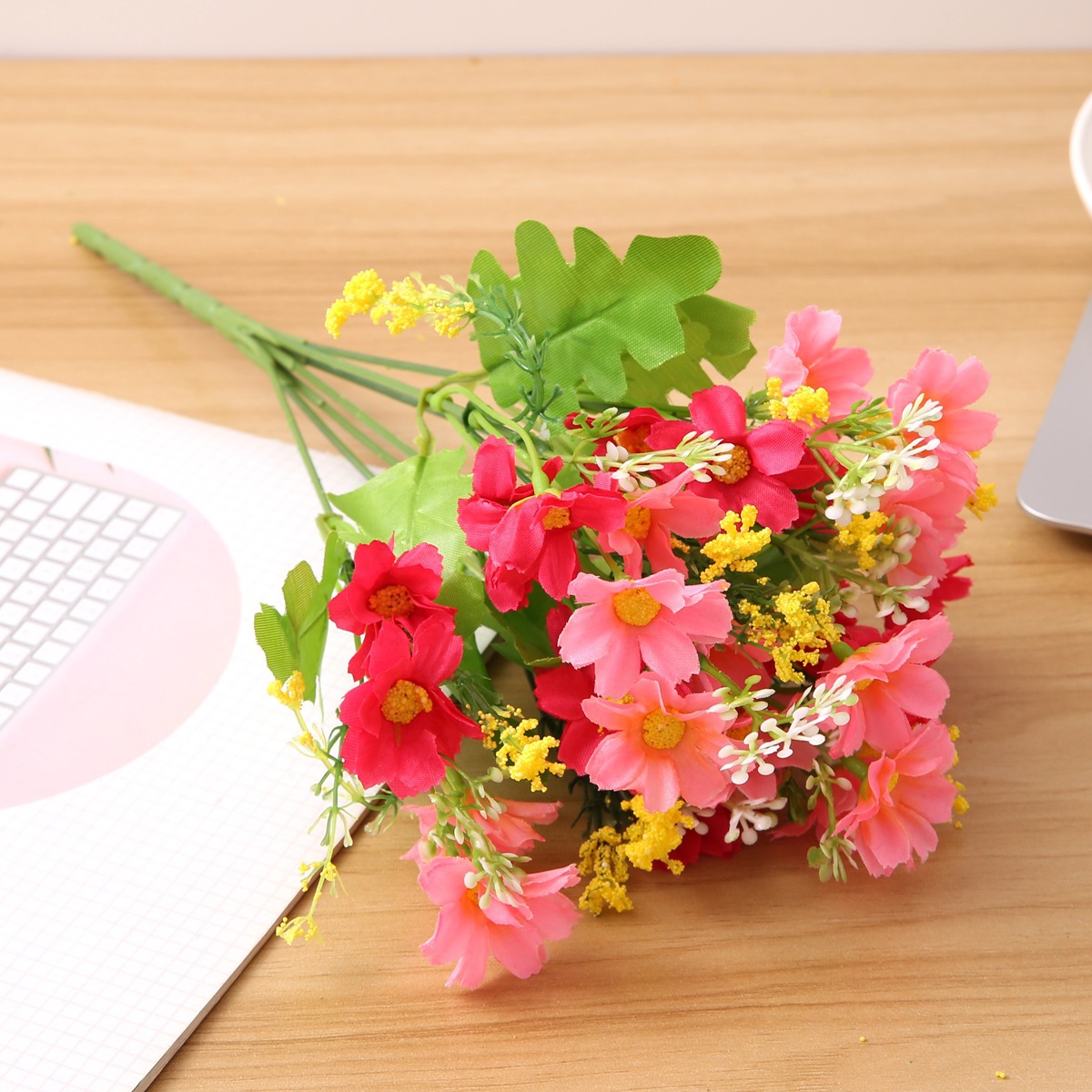 28头跳兰菊仿真花 7叉小雏菊家居客厅婚礼婚庆装饰假塑料网红花束