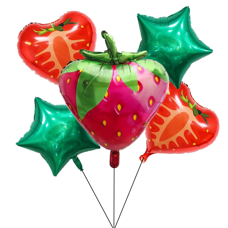 草莓气球套装草莓铝膜铝箔气球水果气球系列造型生日派对装饰布置