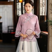 复旧唐装中国风女装改进版女时髦旗袍式上衣女时装平常可穿茶服