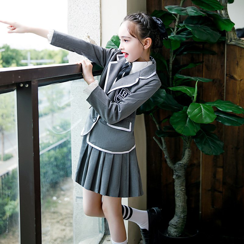 女童新款jk服三件套2021秋装潮 儿童学院风校服小女孩西装套装
