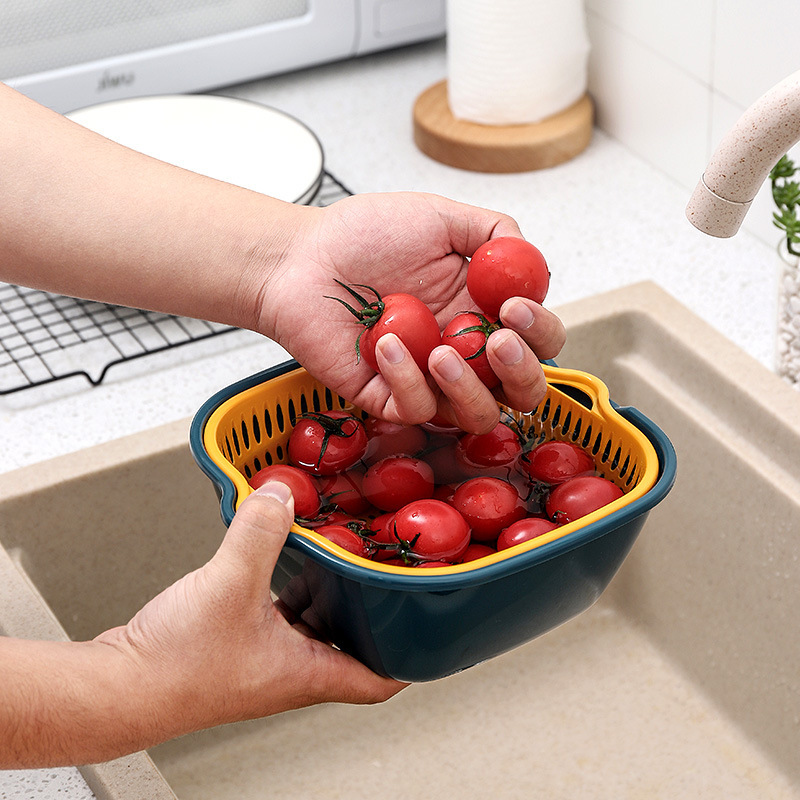 Double-layer Drainage Basket Six-piece Set, Washing Basin