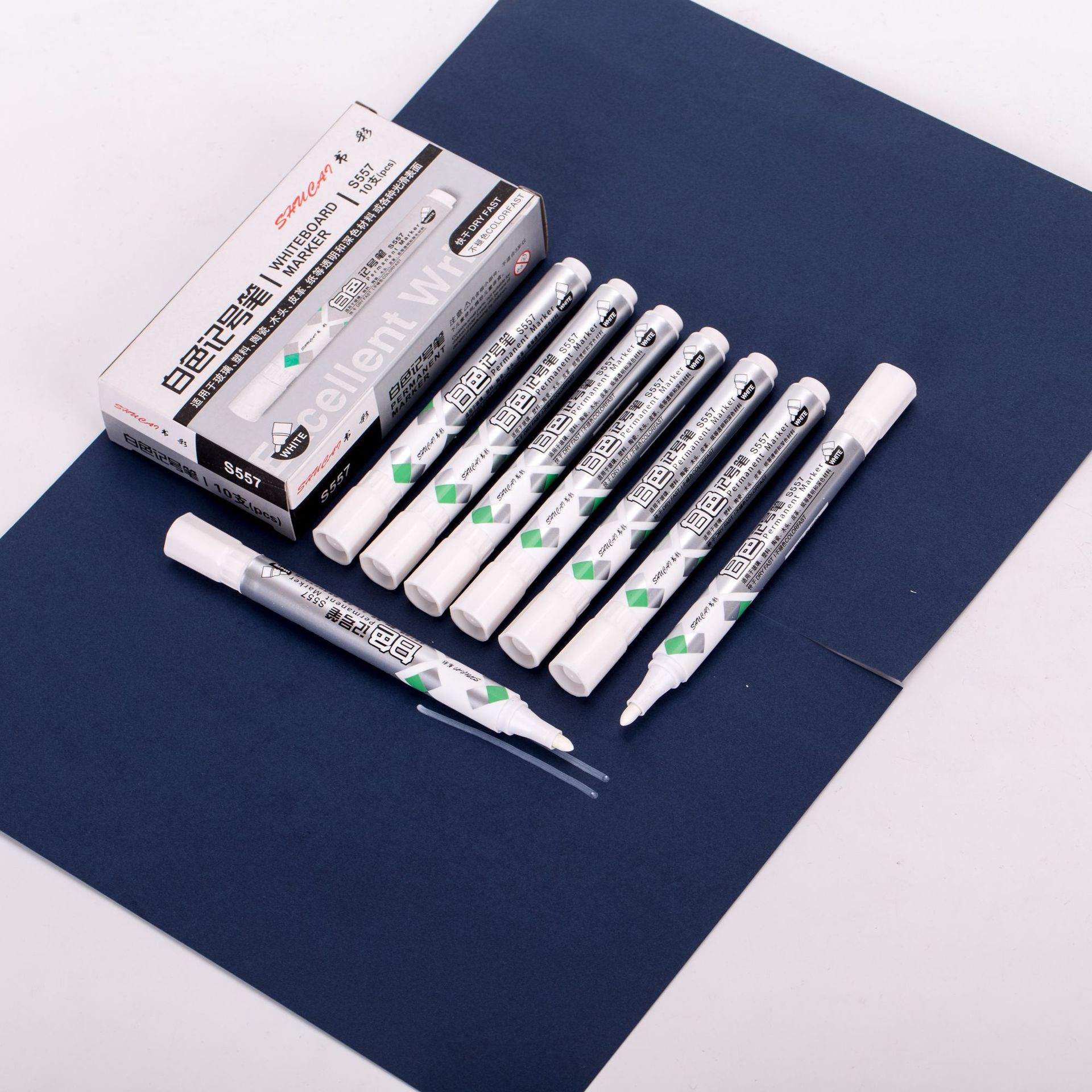 White Marking Pen Does Not Erasable Pen Factory Direct Supply Waterproof Does Not Fade a Variety of Marker Mark Oily Marking Pen