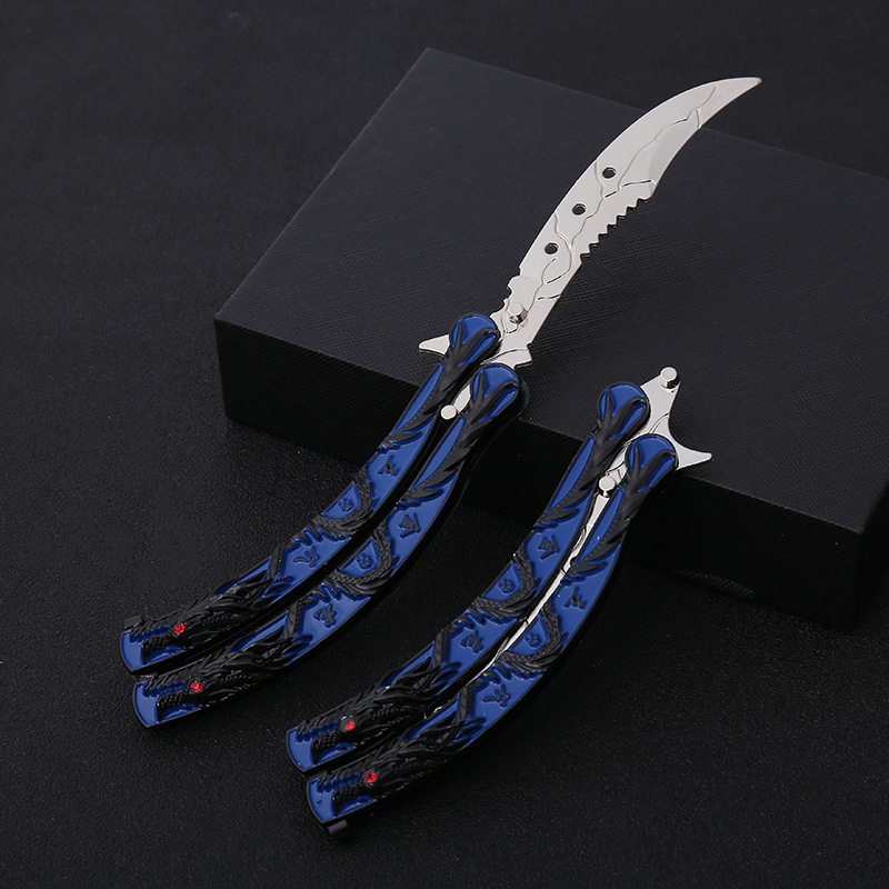 五爪金龙合金模型蝴蝶刀甩刀未开刃的玩具刀