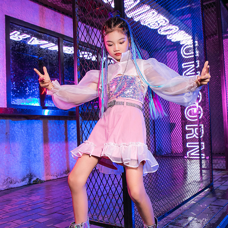女童爵士舞网红套装儿童演出服街舞嘻哈女孩模特走秀服装少儿潮装