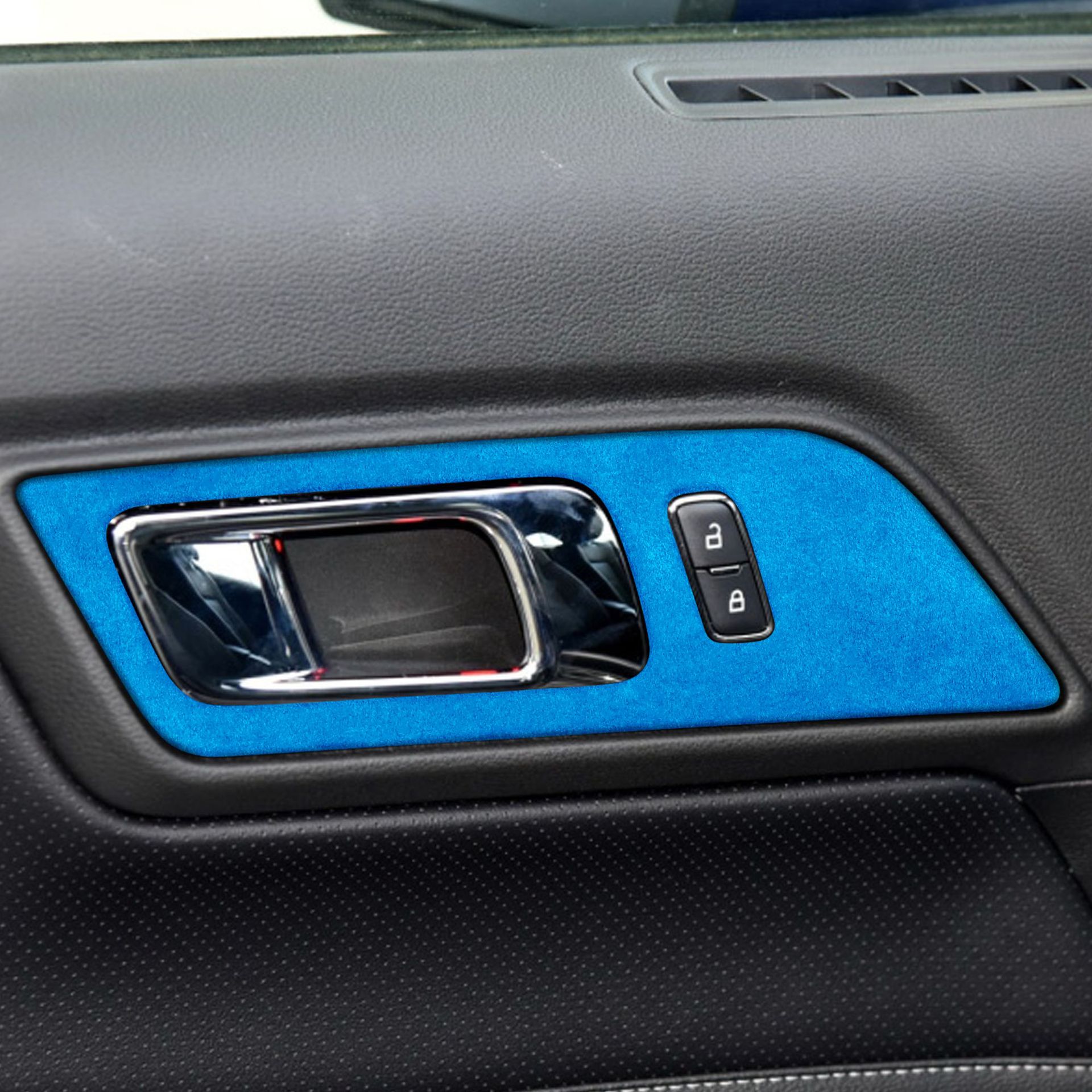 适用于福特野马alcantara翻毛皮门板汽车改装配件装饰贴15-19款