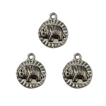 DIY 锌合金饰品配件 复古 圆牌 大象挂件 欧美手链项链钥匙扣吊坠