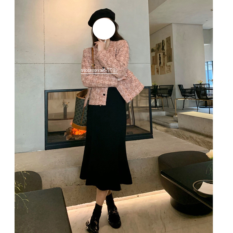网红鱼尾裙百搭女2021秋冬季新款针织半身裙冬天配毛衣高腰长裙子