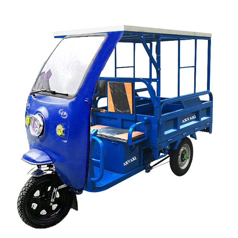 卡瓦崎国际出口电动运输载重小三轮 太阳能板家用农用自卸快递车