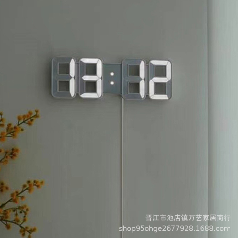 Ins Korean Style 3d Luminous Led Digital Clock Furniture Simple Modern Versatile Wall Clock Electronic Clock Creative Desk Alarm Clock