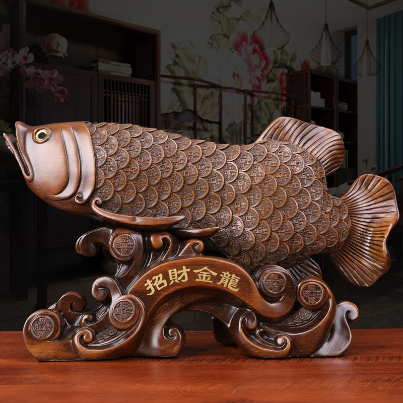 招财金龙鱼树脂摆件办公室装饰品公司饭店酒店开业礼品乔迁工艺品