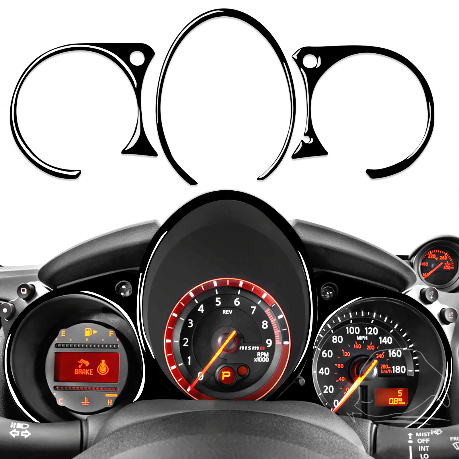 适用于日产nissan尼桑370z速度仪表盘面板钢琴黑汽车内饰改装装饰